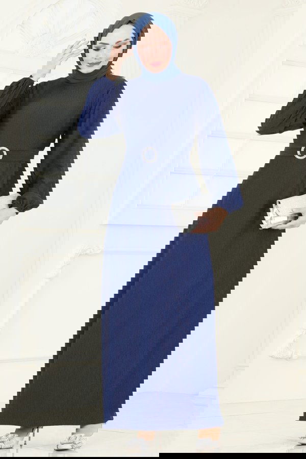 Modaselvim خصم صافٍ20%+20% في سلة التسوق الفستان كحلي 3039HBS856