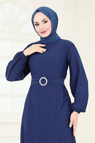 moda selvim الفستان كحلي 3039HBS856 - Thumbnail