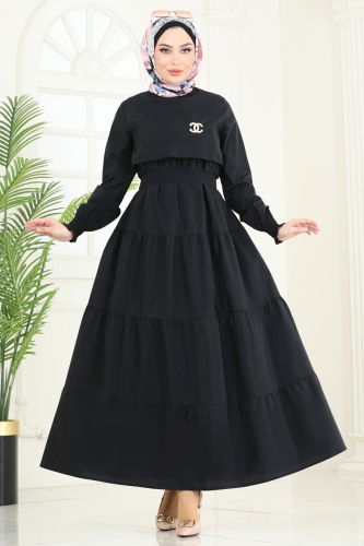 moda selvim Dress 3042KTR750 Black - Thumbnail