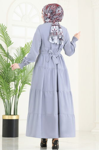 moda selvim Dress 3042KTR750 Gray - Thumbnail