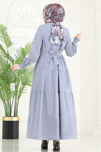 moda selvim Dress 3042KTR750 Gray - Thumbnail