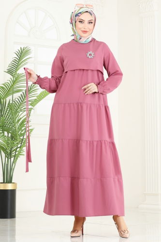 moda selvim Dress 3042KTR750 Rose Dried - Thumbnail