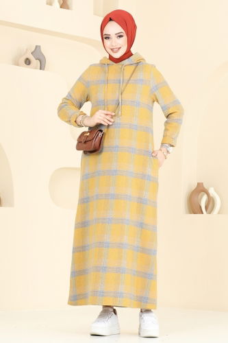 moda selvim Dress 3043KTR750 Light Mustard - Thumbnail