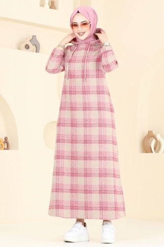 moda selvim Dress 3043KTR750 Pink&Vision - Thumbnail