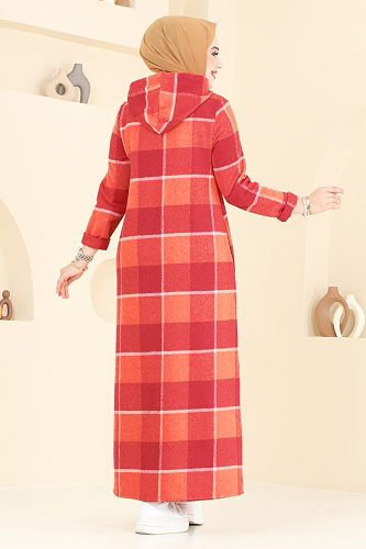 moda selvim Dress 3043KTR750 Red&Orange - Thumbnail