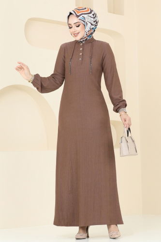 moda selvim Dress 3045HBS856 Brown - Thumbnail