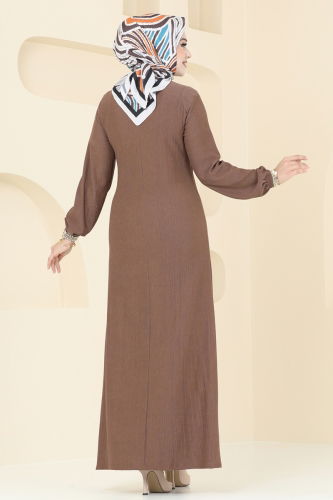 moda selvim Dress 3045HBS856 Brown - Thumbnail