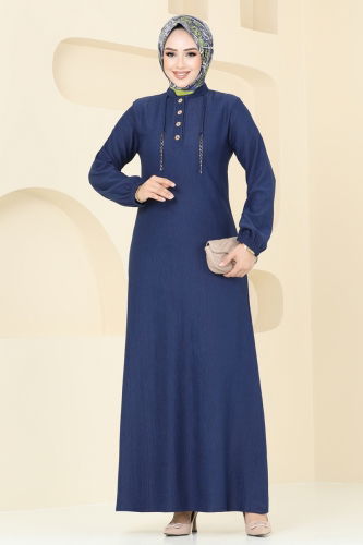 moda selvim Dress 3045HBS856 Navy Blue - Thumbnail