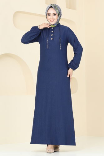 moda selvim Dress 3045HBS856 Navy Blue - Thumbnail