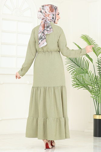 moda selvim Dress 3049KTR750 Almond Green - Thumbnail