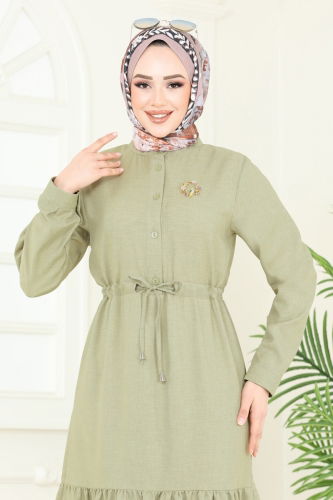 moda selvim Dress 3049KTR750 Almond Green - Thumbnail