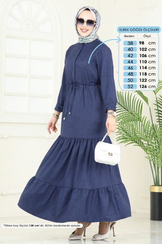 moda selvim Dress 3049KTR750 Navy Blue - Thumbnail