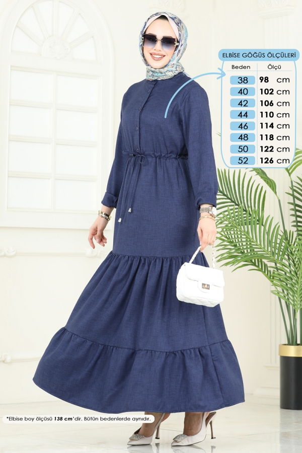 Modaselvim New Season Discount Dress 3049KTR750 Navy Blue