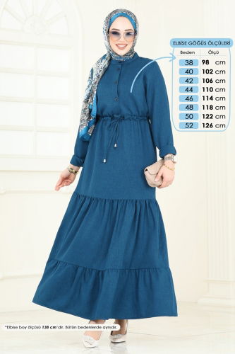 moda selvim الفستان بترولي 3049KTR750 - Thumbnail