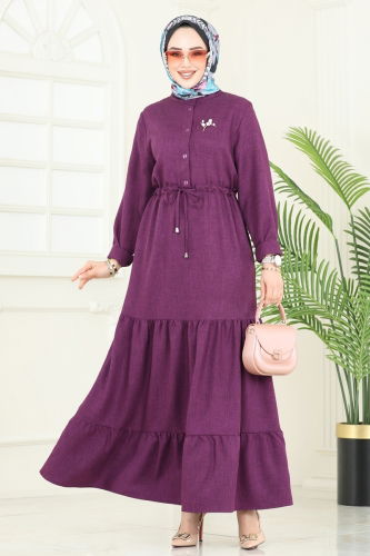 moda selvim Dress 3049KTR750 Purple - Thumbnail