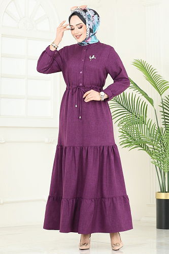 moda selvim Dress 3049KTR750 Purple - Thumbnail