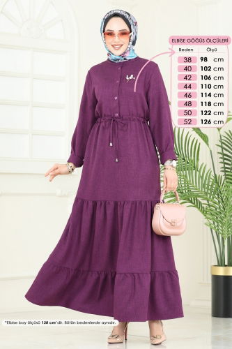 moda selvim Dress 3049KTR750 Purple - Thumbnail