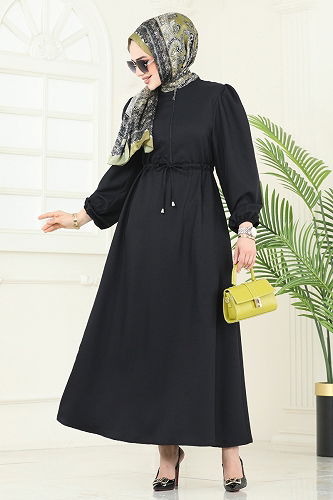 moda selvim الفستان أسود 3050KTR750 - Thumbnail