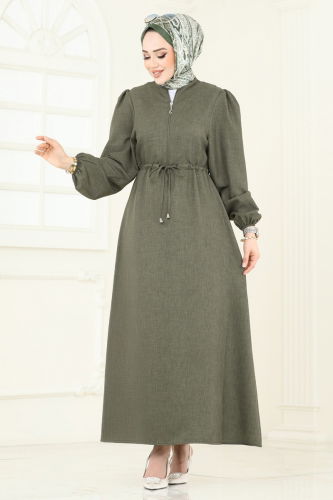 moda selvim Dress 3050KTR750 Khaki - Thumbnail