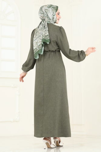 moda selvim Dress 3050KTR750 Khaki - Thumbnail