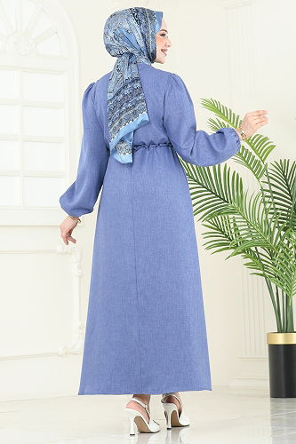 moda selvim الفستان أزرق فاتح 3050KTR750 - Thumbnail