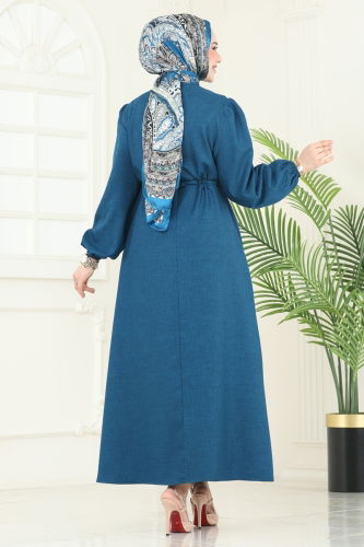 moda selvim Dress 3050KTR750 Petroleum - Thumbnail
