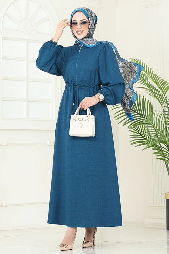 moda selvim Dress 3050KTR750 Petroleum - Thumbnail