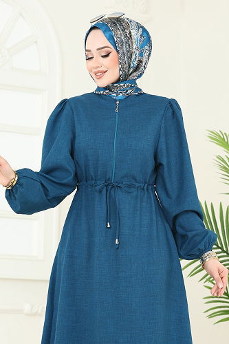 moda selvim Dress 3050KTR750 Petroleum - Thumbnail