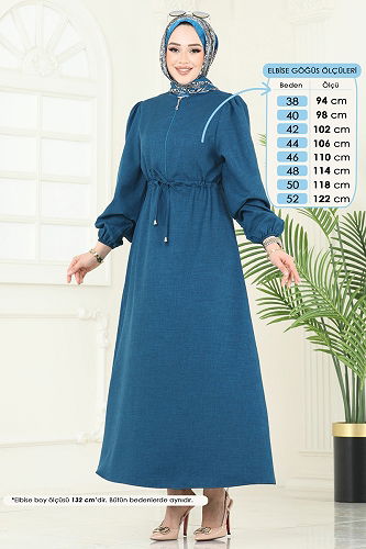 moda selvim الفستان بترولي 3050KTR750 - Thumbnail