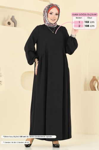 moda selvim الفستان أسود 3051KTR750 - Thumbnail