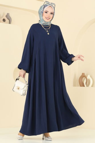 moda selvim Dress 3051KTR750 Navy Blue - Thumbnail