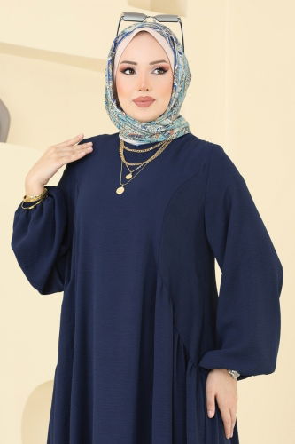 moda selvim Dress 3051KTR750 Navy Blue - Thumbnail