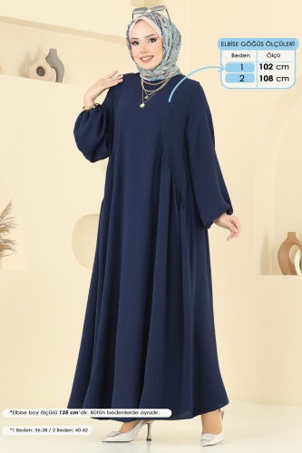 moda selvim الفستان كحلي 3051KTR750 - Thumbnail