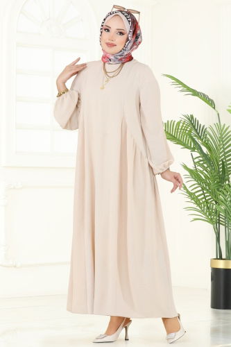 moda selvim Dress 3051KTR750 Stone - Thumbnail