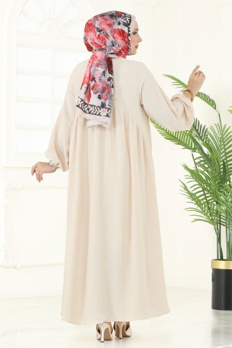 moda selvim Dress 3051KTR750 Stone - Thumbnail