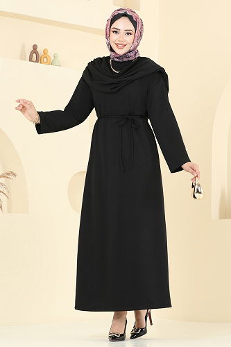 moda selvim الفستان أسود 3057KTR750 - Thumbnail