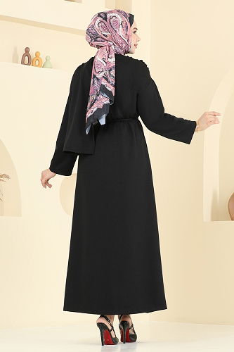 moda selvim الفستان أسود 3057KTR750 - Thumbnail