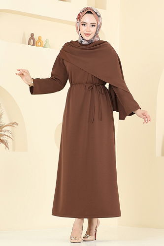 moda selvim Dress 3057KTR750 Brown - Thumbnail
