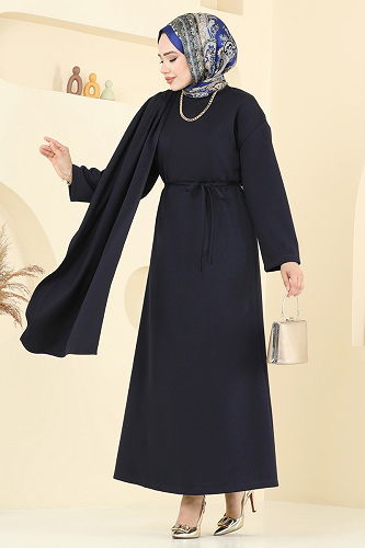moda selvim Dress 3057KTR750 Navy Blue - Thumbnail