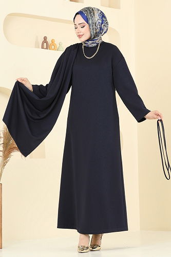 moda selvim الفستان كحلي 3057KTR750 - Thumbnail