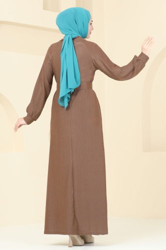 moda selvim Dress 3058HBS856 Brown - Thumbnail