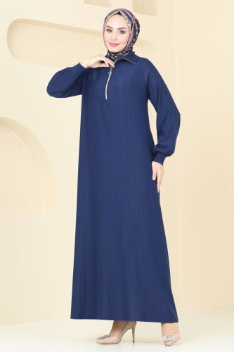 moda selvim Dress 3058HBS856 Navy Blue - Thumbnail