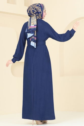 moda selvim Dress 3058HBS856 Navy Blue - Thumbnail