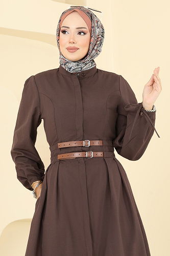 moda selvim Dress 3060KTR750 Brown - Thumbnail