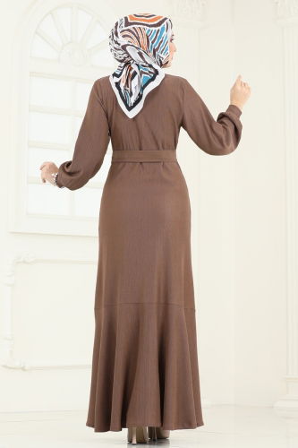 moda selvim Dress 3061HBS856 Brown - Thumbnail