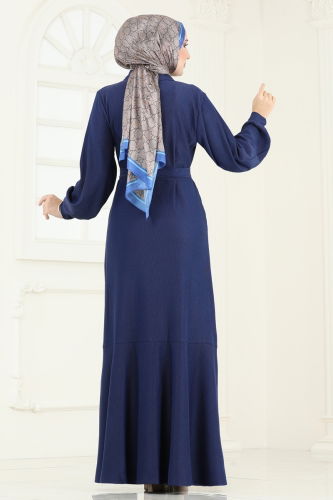 moda selvim Dress 3061HBS856 Navy Blue - Thumbnail