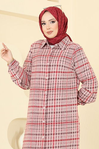 moda selvim بلوز النمط 1 أحمر 3062KTR750 - Thumbnail