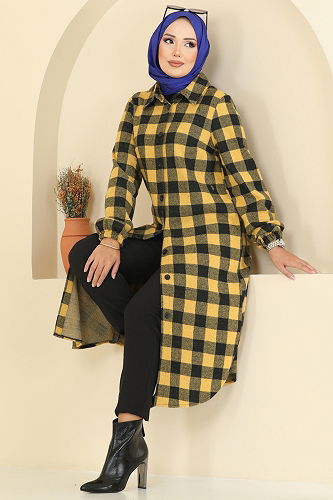 moda selvim Tunic 3062KTR750 Pattern 3 Mustard - Thumbnail