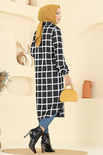 moda selvim بلوز النمط 4 أسود 3062KTR750 - Thumbnail