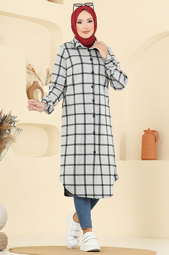 moda selvim Tunic 3062KTR750 Pattern 4 Gray - Thumbnail